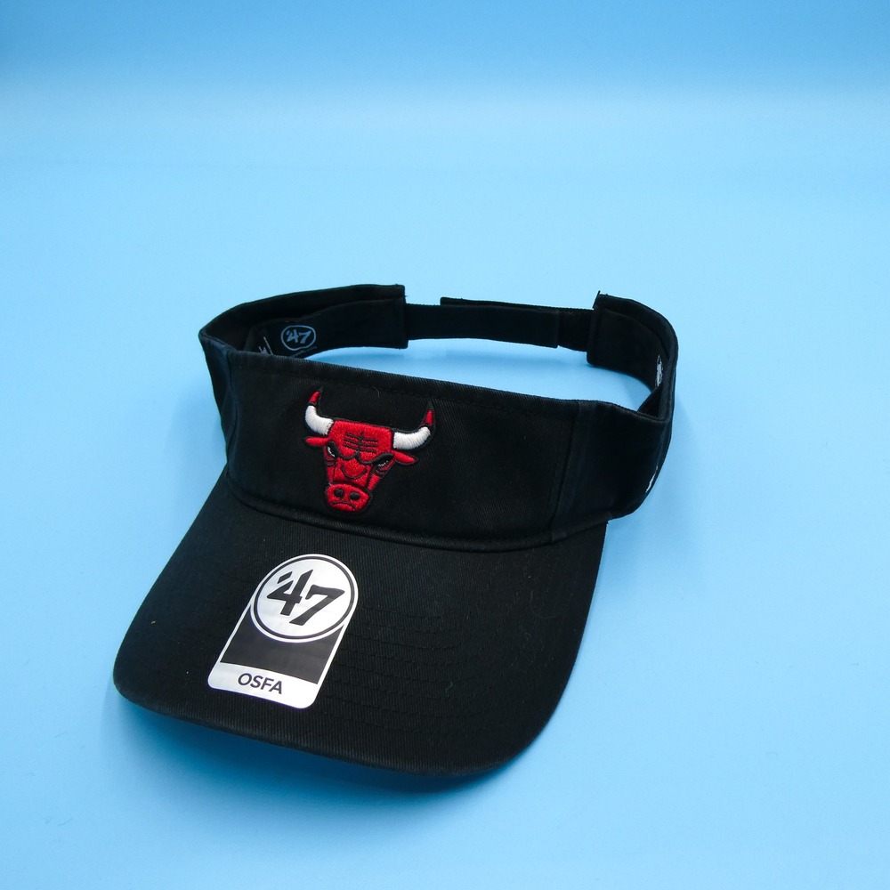 '47 Brand Visor Men One Size Chicago Bulls Black Red Logo Cotton NBA Cap Hat
